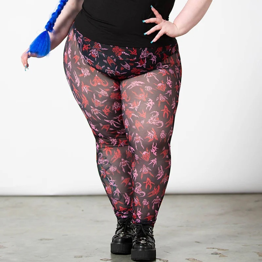 Killstar Black and Red Gothic Devil Leggings XL